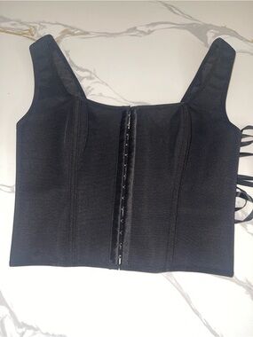 Women's Black Corset-Style Crop Top M